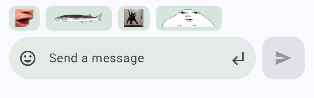 Recently used emotes, above the message box.